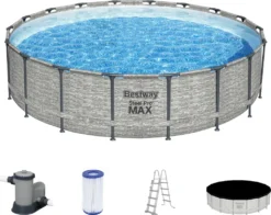 Bestway® Steel Pro MAX™ Aufstellpool Komplett-Set Mit Filterpumpe Ø 549 X 122 Cm, Steinwand-Optik (Cremegrau), Rund 21 Bestway® Steel Pro MAX™ Aufstellpool Komplett-Set Mit Filterpumpe Ø 549 X 122 Cm, Steinwand-Optik (Cremegrau), Rund -Grünwelt Exporteren Garten-Winkel 75c0798197a471f13bab9811f30125b6