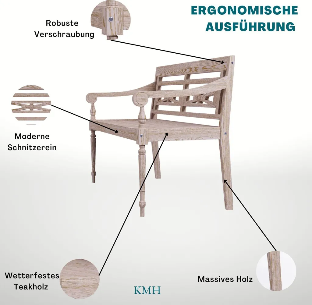 KMH® 2-sitzer Bank *Harry* White-washed (#102142) 2 KMH® 2-sitzer Bank *Harry* White-washed (#102142) – Bild 2