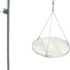 Edelstahl Grillgalgen Mit Kurbel + Seil (Höhe 180 Cm) + Ø 70 Cm Edelstahl Grillrost / Nur 10mm Lichter Stababstand