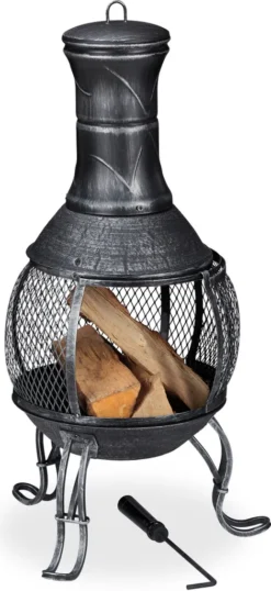 Relaxdays Terrassenofen In Silber