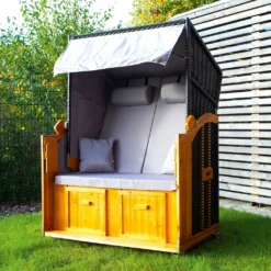 Hoberg 2-Sitzer-Strandkorb (Ostsee) Strandkorb Ostsee XXL Hoberg Volllieger Gartenliege 2-Sitzer Fichtenholz Rollen -Grünwelt Exporteren Garten-Winkel 77eec1f5ae661d1917e8074d3bc0bf38