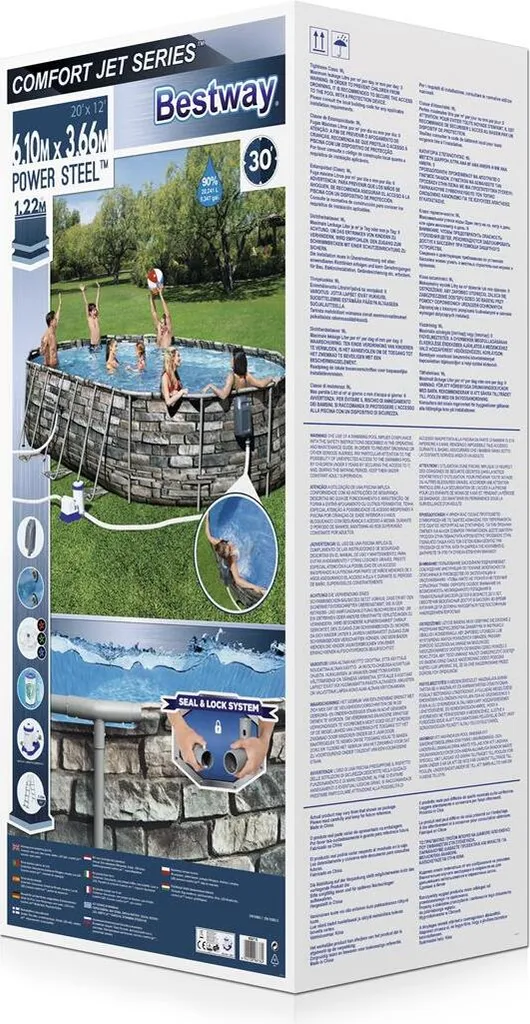 Bestway® Power Steel™ Comfort Jet Series™ Frame Pool-Set Mit Filterpumpe 610 X 366 X 122 Cm, Steinwand-Optik (Naturstein), Oval 17 Bestway® Power Steel™ Comfort Jet Series™ Frame Pool-Set Mit Filterpumpe 610 X 366 X 122 Cm, Steinwand-Optik (Naturstein), Oval – Bild 17