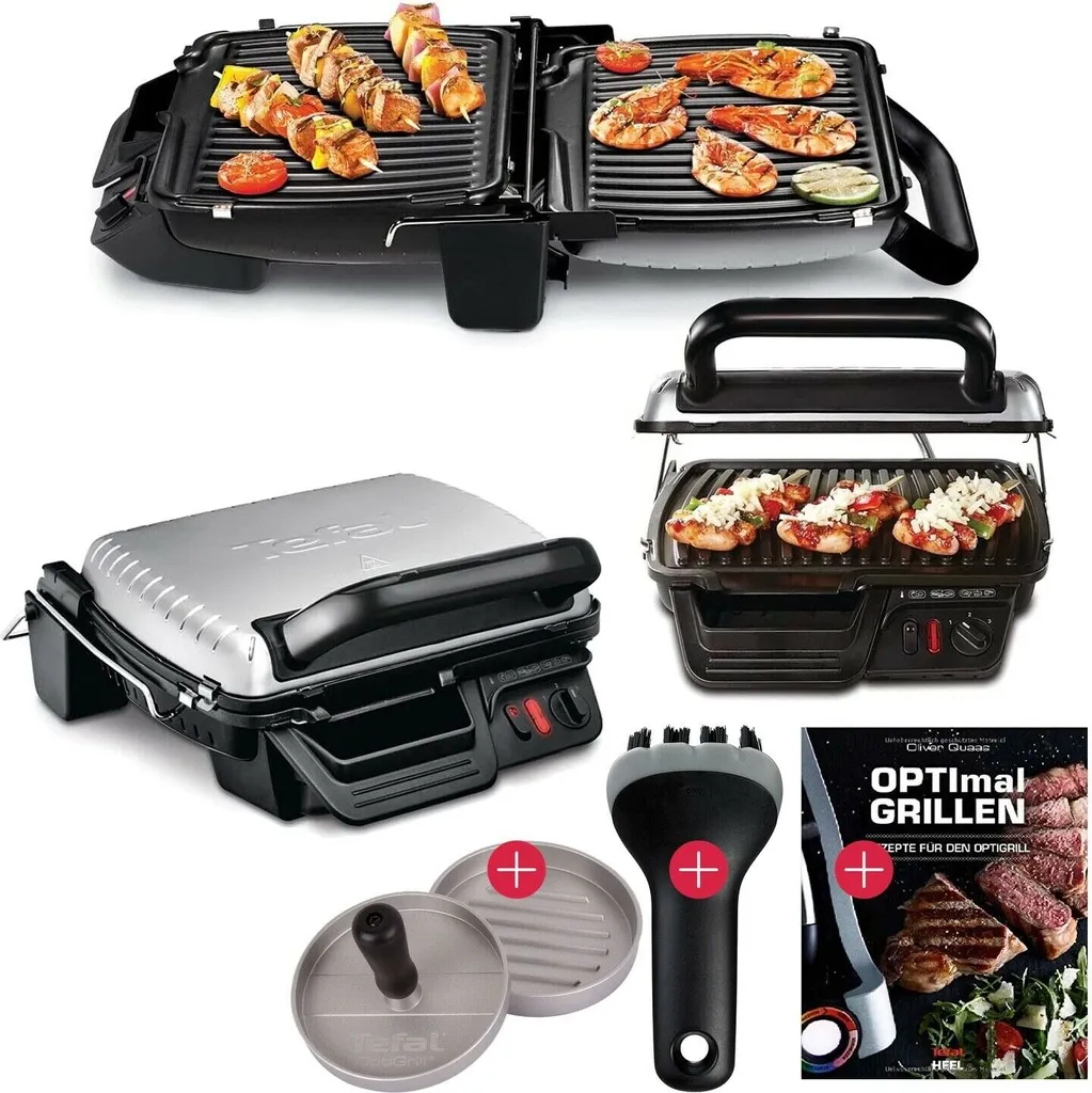 Tefal 3in1 Kontaktgrill Plus Hamburgerpresse + Reinigungsbürste + Rezeptheft 2000W GC3060 1 Tefal 3in1 Kontaktgrill Plus Hamburgerpresse + Reinigungsbürste + Rezeptheft 2000W GC3060