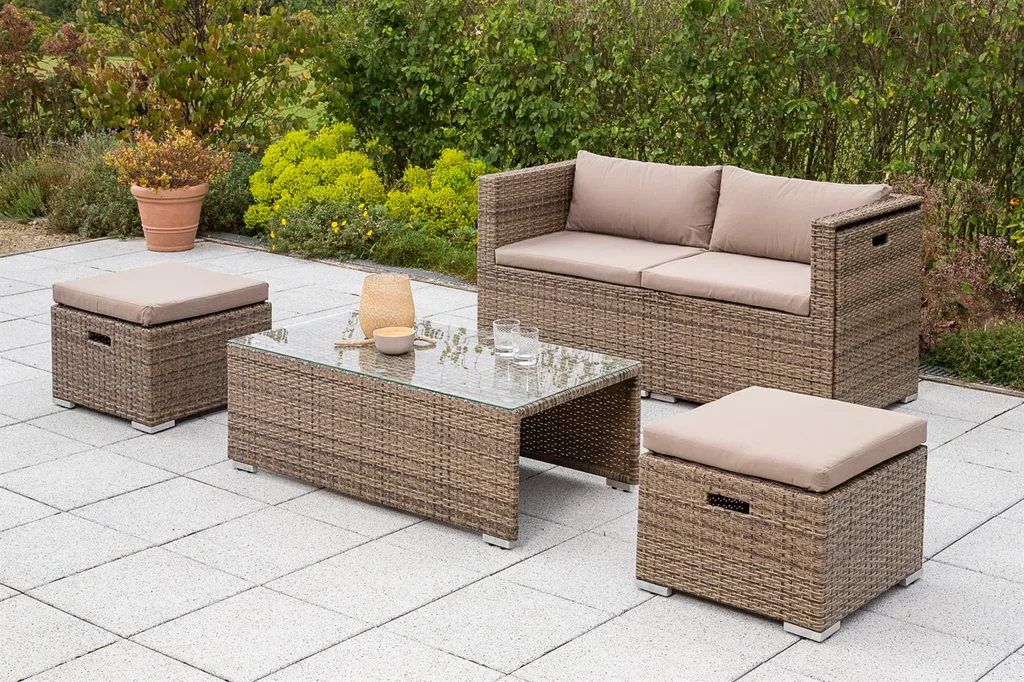 Merxx Gartenlounge Vigo Stahl, Kunststoffgeflecht Natur 3 Merxx Gartenlounge Vigo Stahl, Kunststoffgeflecht Natur – Bild 3