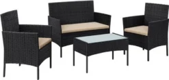 SONGMICS Balkonmöbel, Aus PE-Polyrattan, Lounge-Set, GGF004B05 -Grünwelt Exporteren Garten-Winkel 786ec48ec43f0989ea841b81c79a42fd