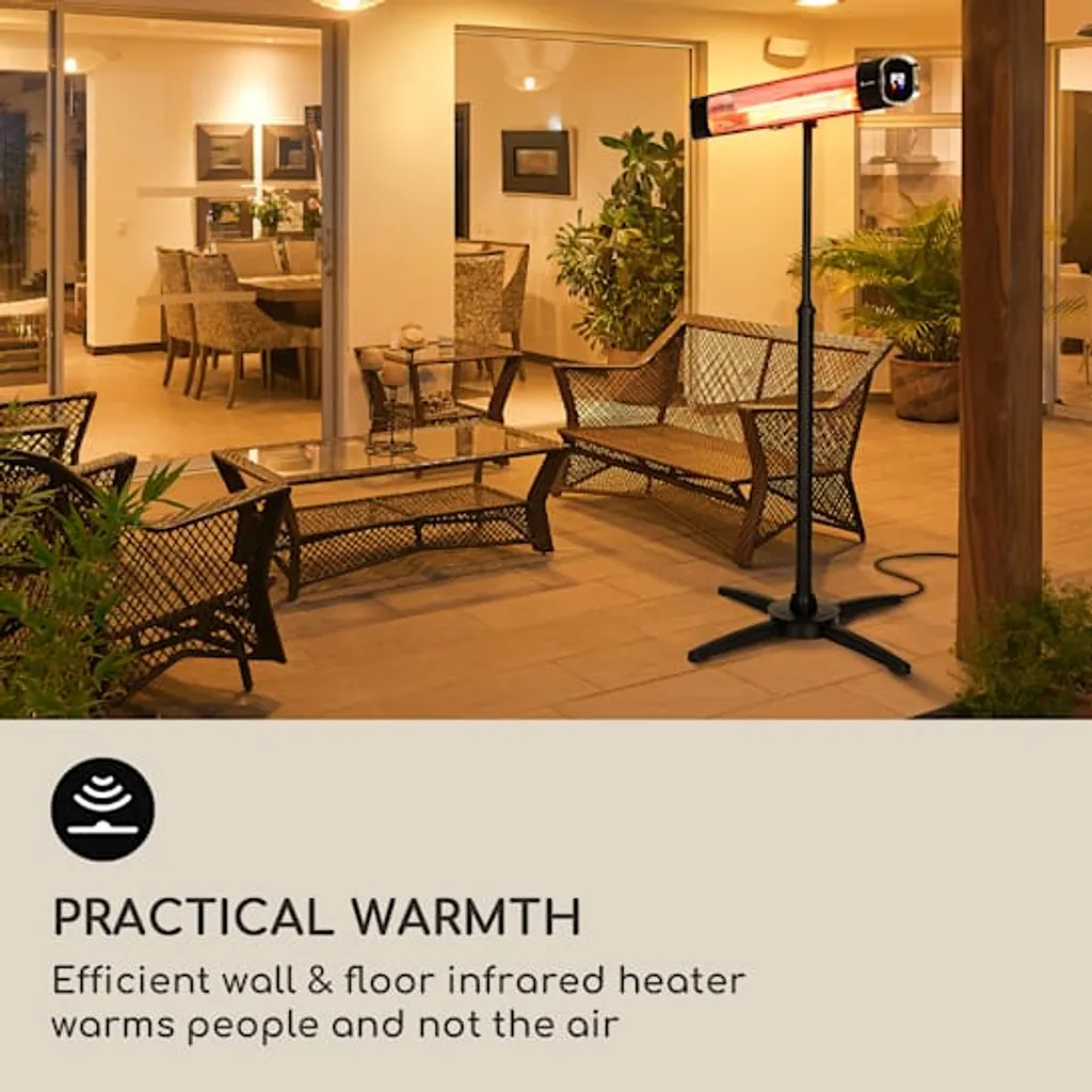 Blumfeldt Dark Wave Infrarotstrahler, Heizstrahler Terrasse, MinimalGlare Heating Tube: Goldbeschichtete Carbonröhre, 9 Heizstufen, Timer, IP65, LED-Display, Deckenheizstrahler Mit 2000 W 2 Blumfeldt Dark Wave Infrarotstrahler, Heizstrahler Terrasse, MinimalGlare Heating Tube: Goldbeschichtete Carbonröhre, 9 Heizstufen, Timer, IP65, LED-Display, Deckenheizstrahler Mit 2000 W – Bild 2