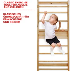 Physionics® Sprossenwand Aus Holz - Für Kinder Und Erwachsene, 195x80x14cm,100kg Max- Kletterwand, Turnwand, Klettergerüst -Grünwelt Exporteren Garten-Winkel 78d63c6c15ca5325cef10e3b5a601350
