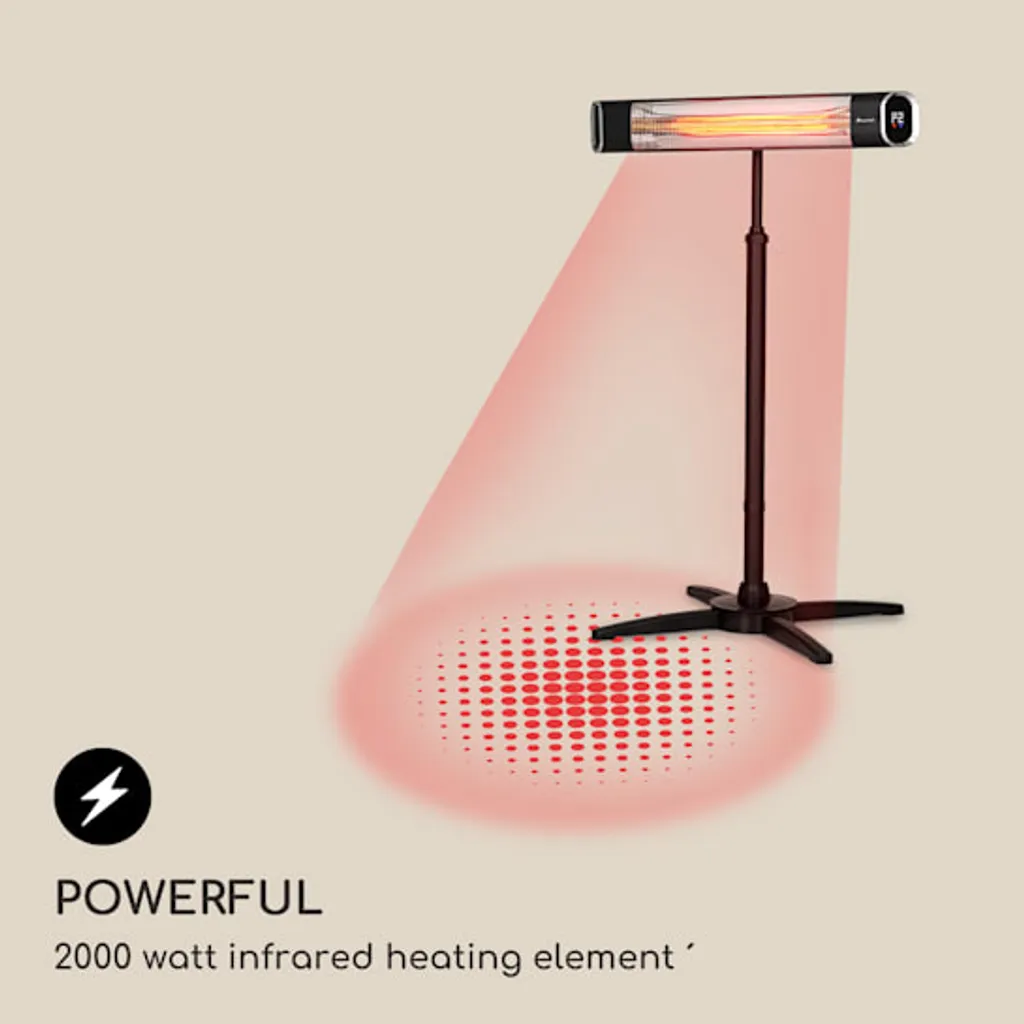 Blumfeldt Dark Wave Infrarotstrahler, Heizstrahler Terrasse, MinimalGlare Heating Tube: Goldbeschichtete Carbonröhre, 9 Heizstufen, Timer, IP65, LED-Display, Deckenheizstrahler Mit 2000 W 4 Blumfeldt Dark Wave Infrarotstrahler, Heizstrahler Terrasse, MinimalGlare Heating Tube: Goldbeschichtete Carbonröhre, 9 Heizstufen, Timer, IP65, LED-Display, Deckenheizstrahler Mit 2000 W – Bild 4