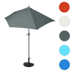 Sonnenschirm Halbrund Lorca, Halbschirm Balkonschirm, UV 50+ Polyester/Stahl 3kg 270cm Anthrazit Mit Ständer -Grünwelt Exporteren Garten-Winkel 79405af7e786e988fc63b561e8cf707d