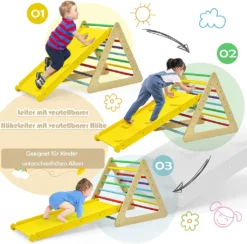 COSTWAY 3 In 1 Kletterdreieck & Leiter & Rutsche, Klettergerüst Mit Doppelseitigen Rampe, Sprossendreieck Zum Klettern Und Rutschen, Für Kleinkinder Ab 3 Jahren -Grünwelt Exporteren Garten-Winkel 794d4b2c8f4492e2f53dede7f36d041d