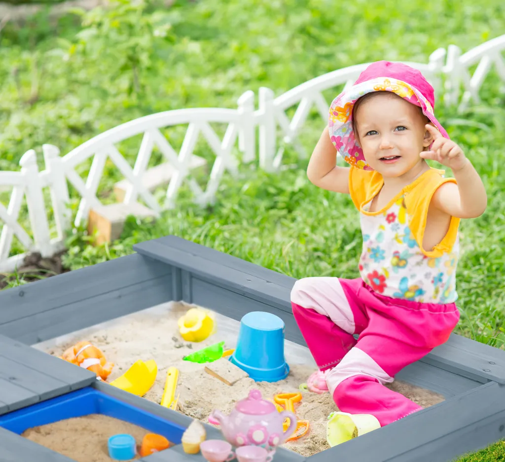 Relaxdays Sandkasten Mit Matschküche In Grau 3 Relaxdays Sandkasten Mit Matschküche In Grau – Bild 3