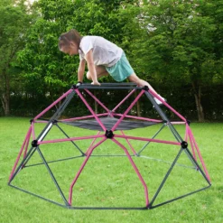 Merax 8FT Klettergerüst Ø 244cm Kletterkuppel Kinder Kletterleiter, Klettergerüst Mit Hängematte, 375 Kg Belastbar, Rosa-Schwarz -Grünwelt Exporteren Garten-Winkel 7969a2ce31148fe132d5956b904c1280