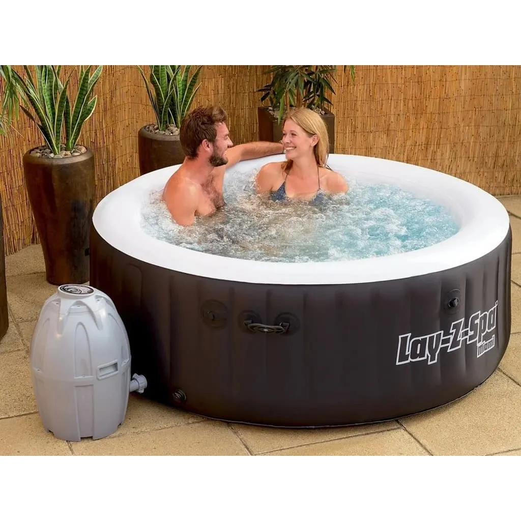 Bestway Whirlpool Lay-Z-Spa Miami | 4 Personen | 81 Massageluftdüsen | Automatisch Aufblasbar | 180x66 Cm | Schwarz/türkis | Abdeckung | Indoor Outdoor 4 Bestway Whirlpool Lay-Z-Spa Miami | 4 Personen | 81 Massageluftdüsen | Automatisch Aufblasbar | 180x66 Cm | Schwarz/türkis | Abdeckung | Indoor Outdoor – Bild 4