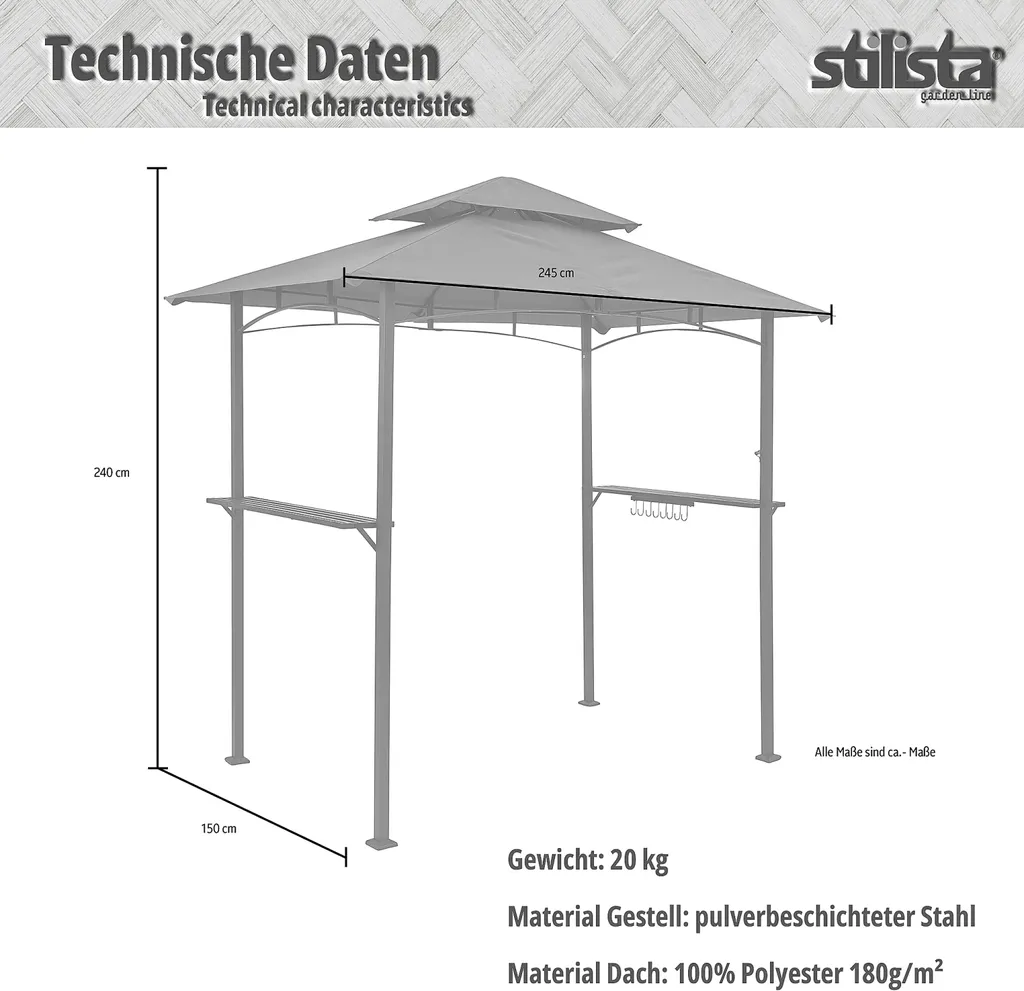 Grillpavillon BBQ Pavillon Grillzelt Grillüberdachung Gartenzelt Gartenpavillon 4 Grillpavillon BBQ Pavillon Grillzelt Grillüberdachung Gartenzelt Gartenpavillon – Bild 4