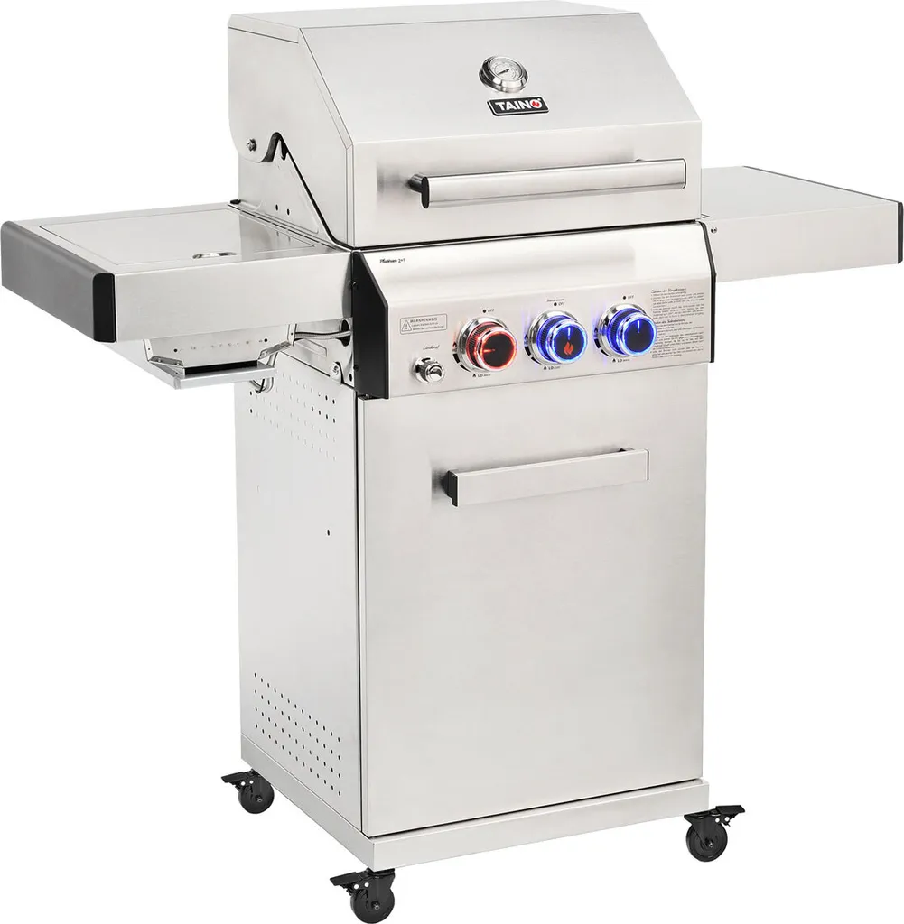 TAINO PLATINUM 2+1 Gasgrill Komplett Edelstahl 4-Brenner Silber Grillwagen BBQ Keramik-Brenner Sear-Zone 1 TAINO PLATINUM 2+1 Gasgrill Komplett Edelstahl 4-Brenner Silber Grillwagen BBQ Keramik-Brenner Sear-Zone