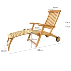 Garland Deckchair Bari Rollen Armlehnen Verstellbar Teak Holz SVLK-zertifiziert Klappbar Liegestuhl Gartenliege Sonnenliege -Grünwelt Exporteren Garten-Winkel 79b79edb46ae9c808cc35a4aa2463617