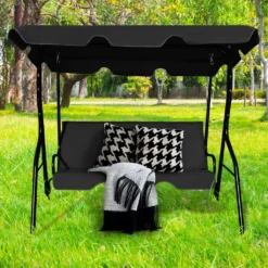 COSTWAY 3-Sitzer Hollywoodschaukel Mit Sonnendach, 5cm Sitzpolster, Gartenschaukel Bis 210kg Belastbar, Schaukelbank, Schaukel, Schwarz 11 COSTWAY 3-Sitzer Hollywoodschaukel Mit Sonnendach, 5cm Sitzpolster, Gartenschaukel Bis 210kg Belastbar, Schaukelbank, Schaukel, Schwarz -Grünwelt Exporteren Garten-Winkel 79db7a7ce47e36549cd4a3298455d09d