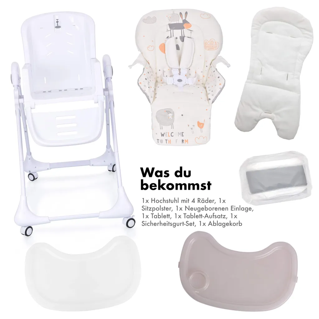 Daliya® SITONMI 3in1 Kinderhochstuhl - Babyliege Kinderstuhl Babystuhl Hochstuhl Mit 4 Räder - Korb - Neugeborenen Einlage 7 Fach Höhenverstellbar ( Beige ) 6 Daliya® SITONMI 3in1 Kinderhochstuhl - Babyliege Kinderstuhl Babystuhl Hochstuhl Mit 4 Räder - Korb - Neugeborenen Einlage 7 Fach Höhenverstellbar ( Beige ) – Bild 6
