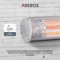 AREBOS Infrarot Heizstrahler Mit Fernbedienung, 3000W, 3 Heizstufen, Terrassenheizer, Wand-Heizstrahler, Silber -Grünwelt Exporteren Garten-Winkel 7a738dcd31c65f65221a3ddbf899bd4c