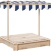 Outsunny Sandkasten Sandkiste Aus Holz Für Garten Sandkasten Mit Dach Felix Kindersandkasten Mit Dach Abnehmbar Rücklehnen Verstellbar Tannenholz 3-7 Jahren 106 X 106 X 121 Cm Natur