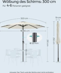 SONGMICS Sonnenschirm 300 Cm, UPF 50+, Beidseitig Um 30° Knickbar, Sonnenschutz, Mit Kurbel Zum Öffnen/Schließen, Beige GPU30BE -Grünwelt Exporteren Garten-Winkel 7a8ea26398729b08e421444aa8746c03