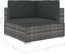 VidaXL Modular-Sofa-Eckteil 1 Stk. + Auflagen Poly Rattan Grau -Grünwelt Exporteren Garten-Winkel 7bfb1a094a13f0ca32a9f40a34ce26be