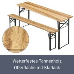 Juskys Bierzeltgarnitur Bichl 3-teilig Klappbar - Gartenmöbel-Set Aus 1 Biertisch + 2 Bierbänke – Festzeltgarnitur Biertischgarnitur Holz Metall -Grünwelt Exporteren Garten-Winkel 7c8b3b93b151bdf07aa5beb22c6d43fa