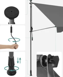 SONGMICS Balkonmarkise, 300 Cm, Alu-Klemmmarkise, 280 G/m² Polyester, Höhenverstellbar, Sonnenmarkise, Mit Handkurbel, Sonnenschutz, Für Balkon, Terrasse, Garten, Anthrazit GSA313G02 -Grünwelt Exporteren Garten-Winkel 7ccdb52a61bb30bd6f88f527948382ad