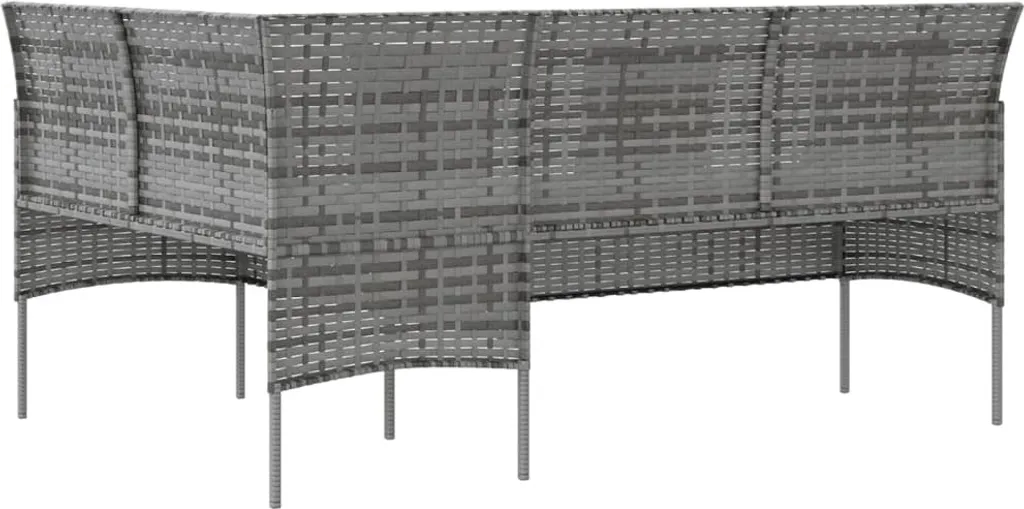 VidaXL Sofa In L-Form Mit Kissen Poly Rattan Grau 5 VidaXL Sofa In L-Form Mit Kissen Poly Rattan Grau – Bild 5