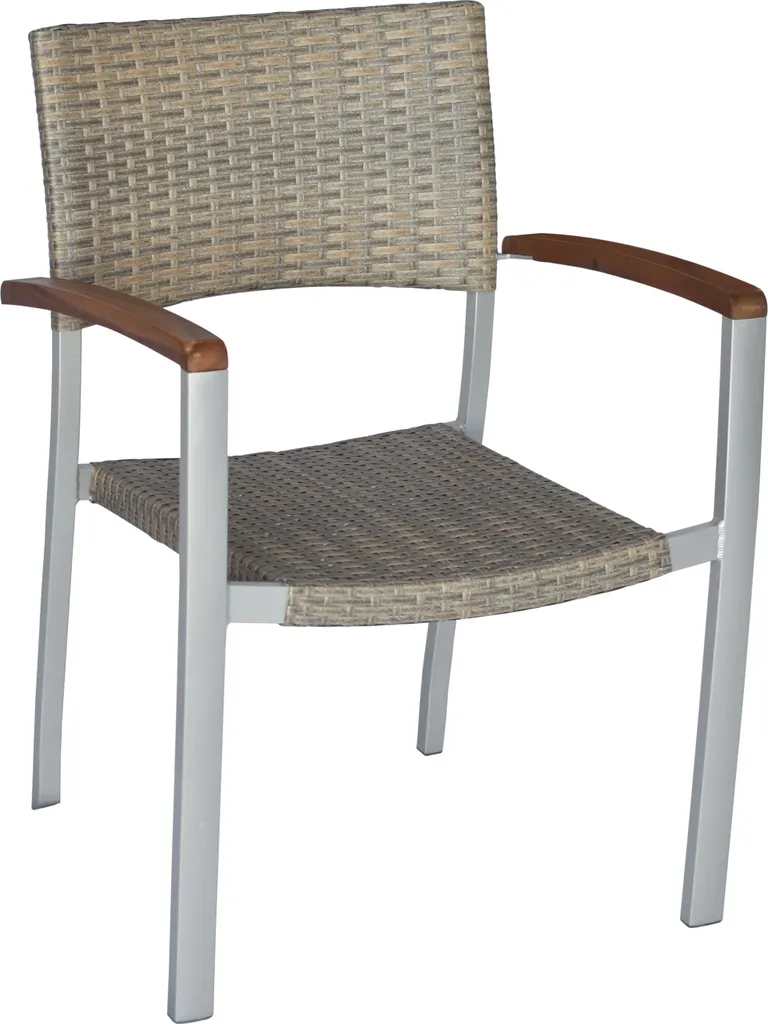 Merxx Gartenmöbelset "Silano" 7tlg. Mit Ausziehtisch 150/200 X 90 Cm - Aluminiumgestell Silber Mit Kunststoffgeflecht Graubeige Und Akazienholz 4 Merxx Gartenmöbelset "Silano" 7tlg. Mit Ausziehtisch 150/200 X 90 Cm - Aluminiumgestell Silber Mit Kunststoffgeflecht Graubeige Und Akazienholz – Bild 4