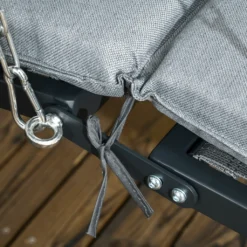 Outsunny Hollywoodschaukel, Gartenschaukel Mit Kissen, Hängeliege Mit Verstellbarem Sonnendach Für Garten, Balkon, 108 X 145 Cm X 169 Cm, Stahl, Dunkelgrau -Grünwelt Exporteren Garten-Winkel 7ef1504b0bd487ceccf88c0d2302d931