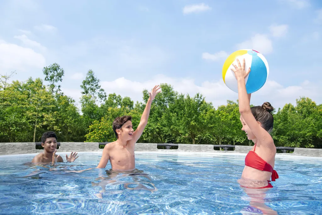 Bestway® Steel Pro MAX™ Aufstellpool Komplett-Set Mit Filterpumpe Ø 549 X 122 Cm, Steinwand-Optik (Cremegrau), Rund 15 Bestway® Steel Pro MAX™ Aufstellpool Komplett-Set Mit Filterpumpe Ø 549 X 122 Cm, Steinwand-Optik (Cremegrau), Rund – Bild 15