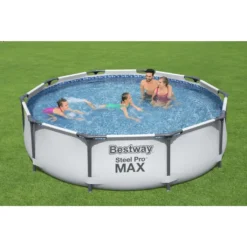 Bestway® Steel Pro MAX™ Frame Pool Ohne Pumpe Ø 305 X 76 Cm, Lichtgrau, Rund