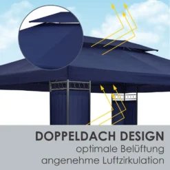 Juskys Pavillon Capri 3x4m Mit Doppeldach - Wasserabweisend & Stabil - Garten Feiern & Feste - Partyzelt Gartenpavillon Gartenzelt Outdoor Blau -Grünwelt Exporteren Garten-Winkel 7faf152662dc3f990267cc83ee552481