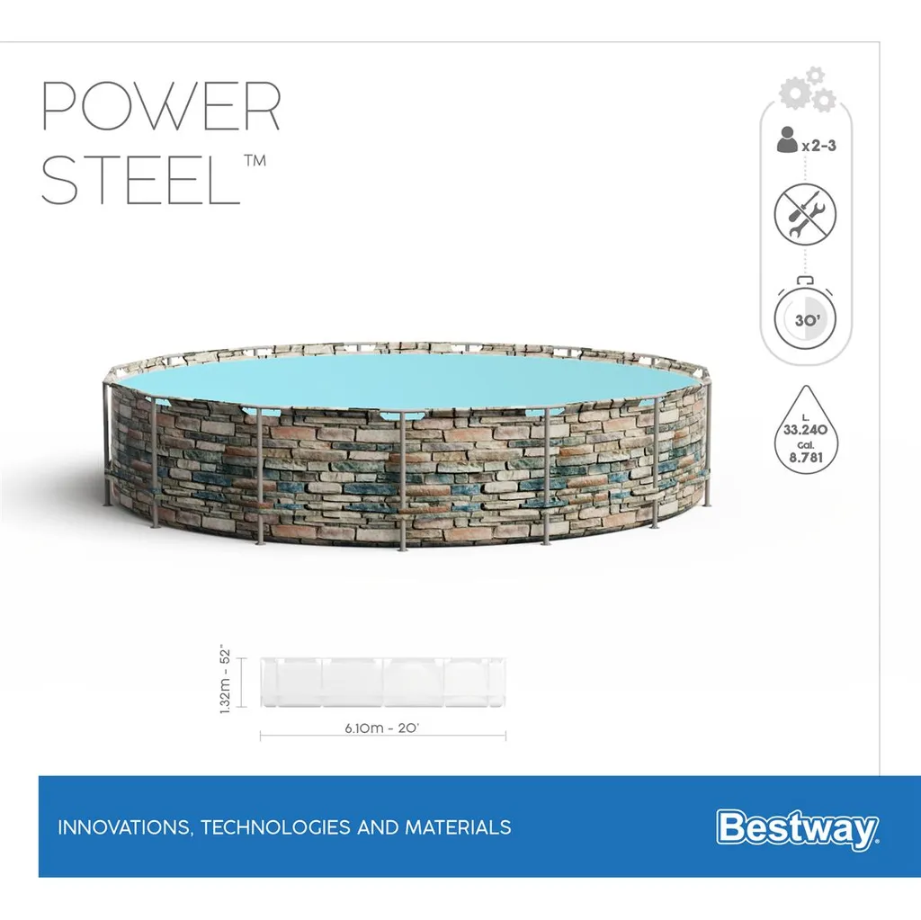 Bestway Power Steel™ Frame Pool Komplett-Set, Rund, 610x132cm, 56883 12 Bestway Power Steel™ Frame Pool Komplett-Set, Rund, 610x132cm, 56883 – Bild 12