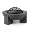 Troja Feuerschale Grill Ø 75 Cm Mit Funkenfang Stahl MgO-Kunststein Feuerfest