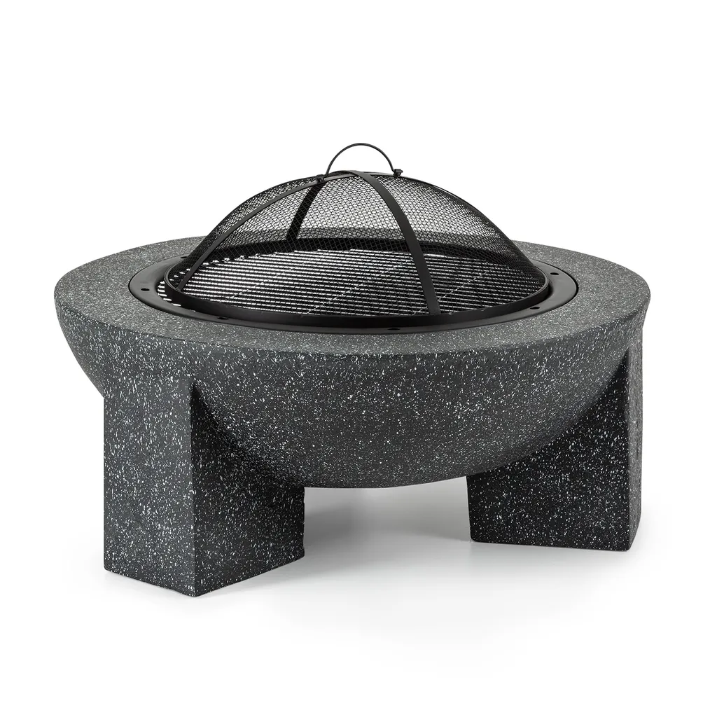 Troja Feuerschale Grill Ø 75 Cm Mit Funkenfang Stahl MgO-Kunststein Feuerfest 1 Troja Feuerschale Grill Ø 75 Cm Mit Funkenfang Stahl MgO-Kunststein Feuerfest