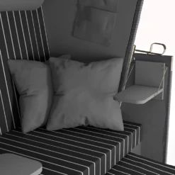 Sanzaro Strandkorb XL120 Cm Deluxe Zweisitzer Holz Und Poly-Rattan Volllieger 4x Kissen Klappbare Rückenlehne 2 Personen Anthrazit-Weiss Nadelstreifen -Grünwelt Exporteren Garten-Winkel 8016770a3b8fcf39aff5dd15d24d57ac