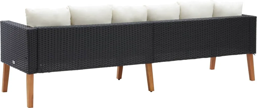 VidaXL 3-Sitzer-Gartensofa Mit Auflagen Poly Rattan Schwarz 4 VidaXL 3-Sitzer-Gartensofa Mit Auflagen Poly Rattan Schwarz – Bild 4