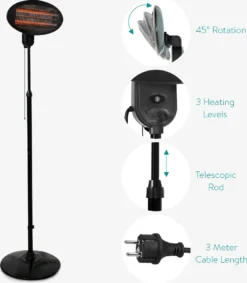 Navaris Baby Heizstrahler Wärmelampe Mit Standfuß - 3 Stufen Wickeltisch Wärme Lampe Mit Stand - Abschaltautomatik Höhenverstellbar In Schwarz -Grünwelt Exporteren Garten-Winkel 80520987ca62f3ac8a08607cefd2ed49