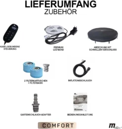 Miweba MSpa Whirlpool Comfort Starry C-ST061 - Indoor & Outdoor-Whirlpool - Aufblasbar Mit LED Beleuchtung - 6 Personen - UV-C Filter - Anti-Frost-System - Verschließbare Poolabdeckung -Grünwelt Exporteren Garten-Winkel 80e6da7608eca02cb6ca03b69d3ebe51