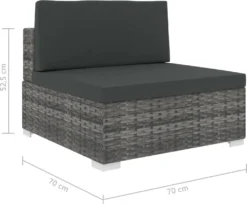 VidaXL Modular-Sofa-Mittelteil 1 Stk. + Auflagen Poly Rattan Grau -Grünwelt Exporteren Garten-Winkel 80f66205c7b89bc5aa199db005de0426