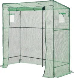 Gewächshaus Vlaardingen 198x78x200cm Mit Pultdach Foliengewächshaus Treibhaus Für Tomaten Stahlrahmen Grün