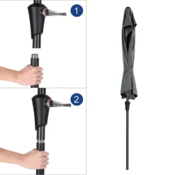 SONGMICS Sonnenschirm Ø 270cm Halbrund Sonnenschutz Bis UPF 50+ Balkonschirm Mit Kurbel Terrassenschirm Ohne Ständer Grau GPU31GY -Grünwelt Exporteren Garten-Winkel 81640a733e5749a45e9d3c267904f2d4