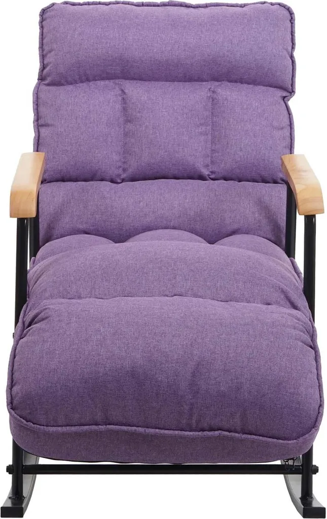 Schaukelstuhl HWC-K40, Schaukelsessel Schwingstuhl Relaxsessel, Liegefunktion Metall Stoff/Textil Lila-flieder 11 Schaukelstuhl HWC-K40, Schaukelsessel Schwingstuhl Relaxsessel, Liegefunktion Metall Stoff/Textil Lila-flieder – Bild 11