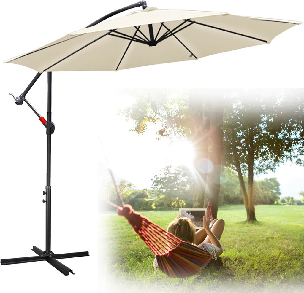 EINFEBEN 3m Sonnenschirm Sonnenschirme Ampelschirm Gartenschirm Terrassen UV40+ Marktschirm,Beige,3m 1 EINFEBEN 3m Sonnenschirm Sonnenschirme Ampelschirm Gartenschirm Terrassen UV40+ Marktschirm,Beige,3m