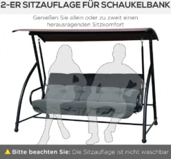 Outsunny Auflagen-Set Für Hollywoodschaukel 170 Cm Stuhlkissen Schaukelauflage Sitzkissen Gartenschaukel Gartenpolster Rückenkissen Seitenkissen Dunkelgrau -Grünwelt Exporteren Garten-Winkel 82ed8aac4ceea8a0978b65cb9649daf4