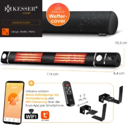 KESSER® Infrarot Heizstrahler 3000W IR-Gastro-Bar Inkl. LED Licht Terrassenstrahler Mit WiFi & Fernbedienung Inkl. Schutzhülle Infrarotstrahler Quarzstrahler Terrassenheizer Wand-Heizstrahler, Farbe:Schwarz 18 KESSER® Infrarot Heizstrahler 3000W IR-Gastro-Bar Inkl. LED Licht Terrassenstrahler Mit WiFi & Fernbedienung Inkl. Schutzhülle Infrarotstrahler Quarzstrahler Terrassenheizer Wand-Heizstrahler, Farbe:Schwarz -Grünwelt Exporteren Garten-Winkel 830b070bc5f0e566910f2cee034d8150