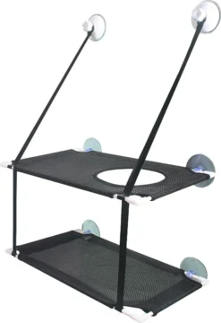 Katzen-Fenstersitz, Katzen-Hängematte, Fenstersitz, Doppelt Für Große Katzen, Platzsparend, Fenstermontage, Langlebig, Sicherheitskatzen-Sitzstange Mit 6 Saugnäpfen, Geeignet Für Große Und Kleine Katzen,Schwarz,doppellagig