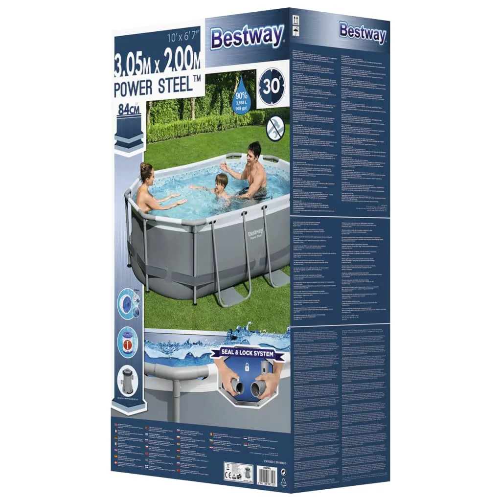 Bestway® Power Steel™ Frame Pool Set Mit Filterpumpe 305 X 200 X 84 Cm, Grau, Oval 2 Bestway® Power Steel™ Frame Pool Set Mit Filterpumpe 305 X 200 X 84 Cm, Grau, Oval – Bild 2